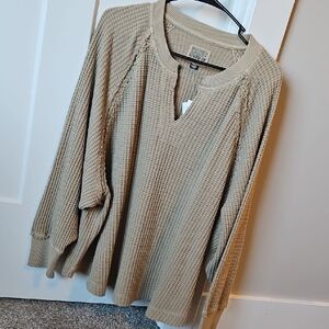 American Eagle Taupe Waffle Knit Pullover